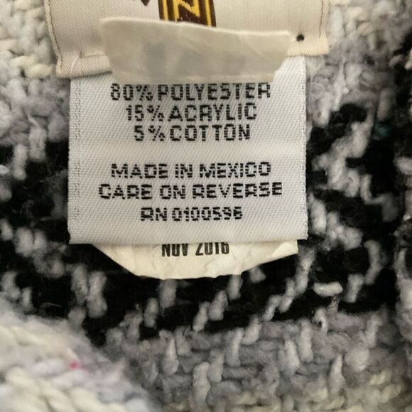 Earth Ragz Hoodie Unisex Black White Striped Baja Pullover Size Medium - Picture 5 of 12